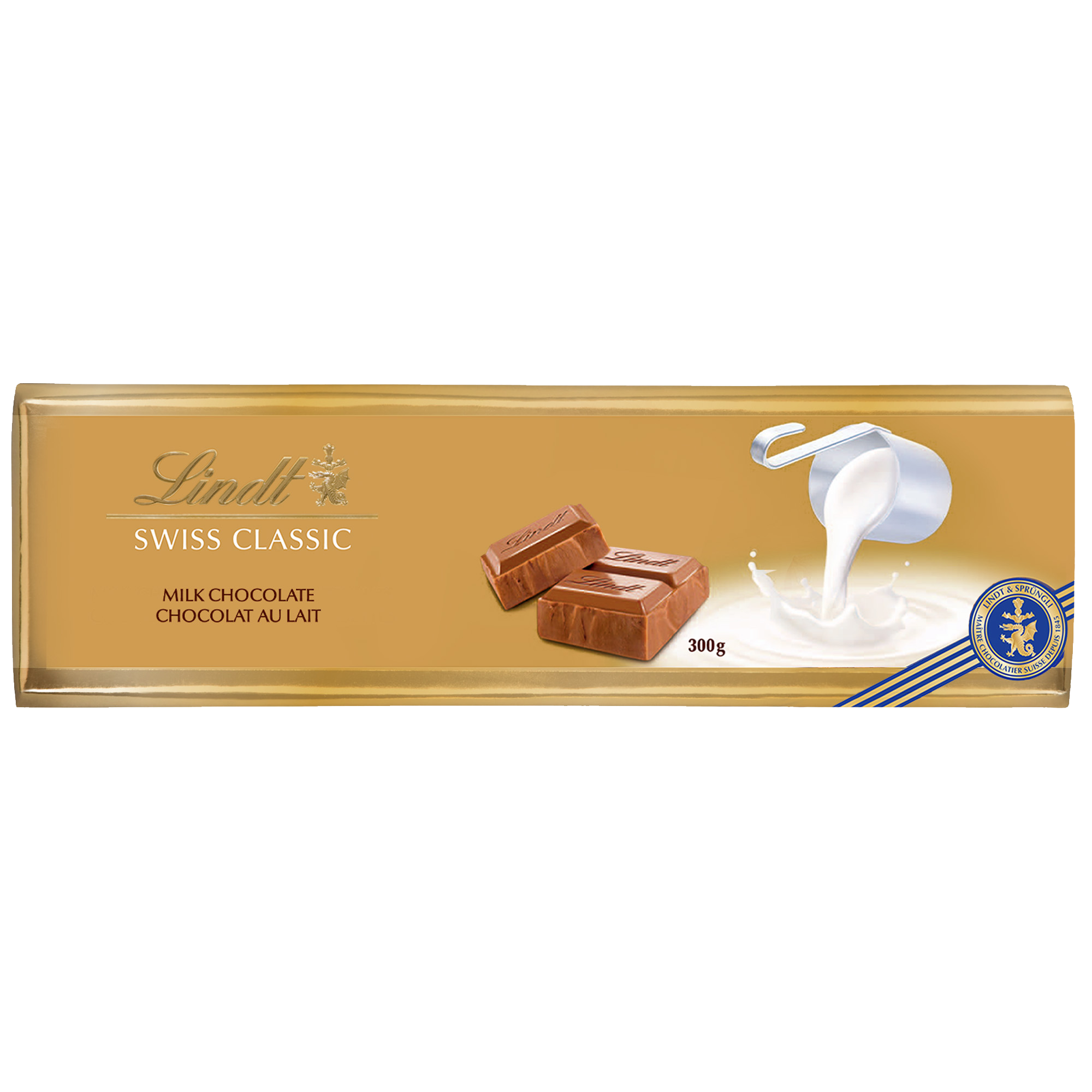 Lindt SWISS CLASSIC Gold Milk Chocolate Bar 300G